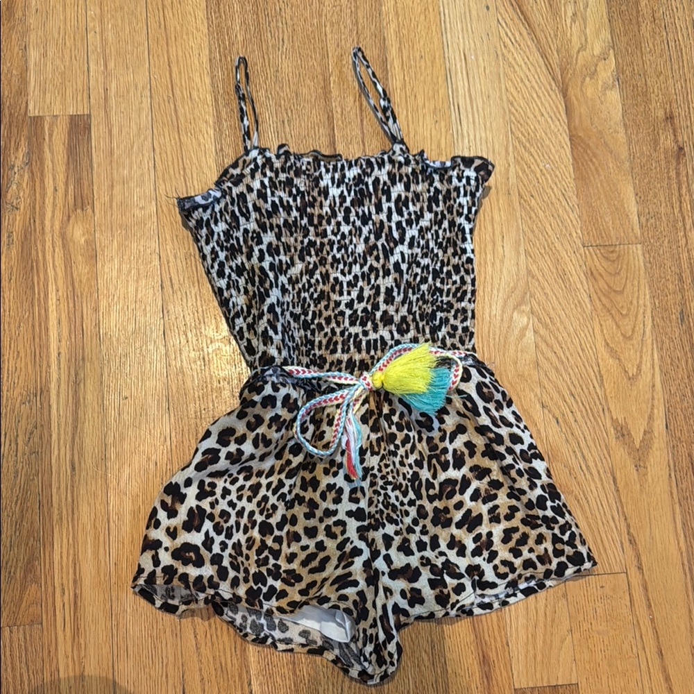 Baby Sara Leopard Print Kids Romper with Tassel Belt Size 6